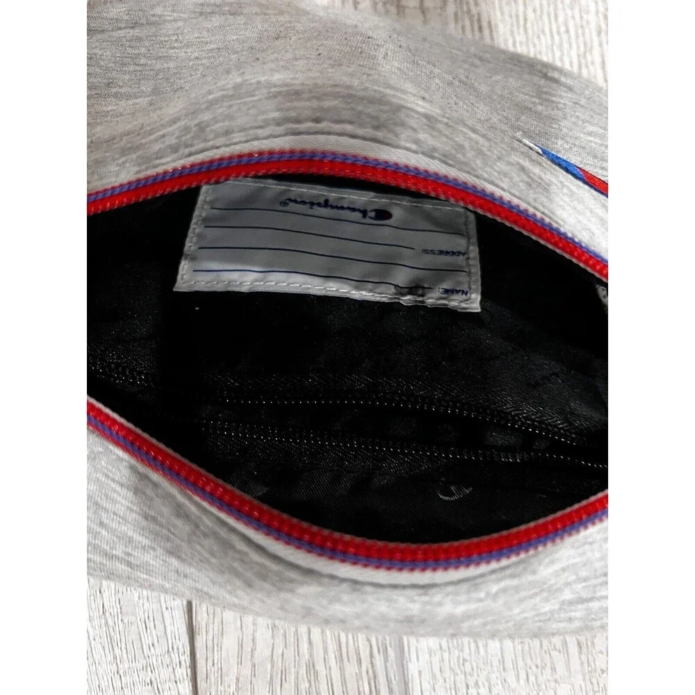 Champion Waist Bag Black Fanny Pack Crossbody Logo Adjustable Wide Strap Grey